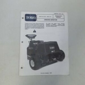 1997 OPERATOR’S MANUAL FOR TORO GREENS AERATOR 09120 W/ BRIGGS & STRATTON ENGINE