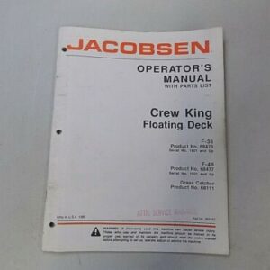 1988 JACOBSEN CREW KING ROTARY MOWER OPERATOR’S & PARTS MANUAL FLOATING DECK