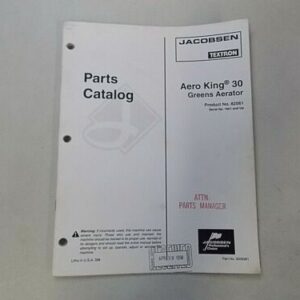 1998 JACOBSEN AERO KING 30 GREENS AERATOR AERIFIER PARTS MANUAL 34 PAGES