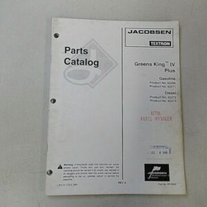 1999 JACOBSEN GREENS KING IV GAS & DIESEL PARTS MANUAL 62266 & 62271 62272 62273