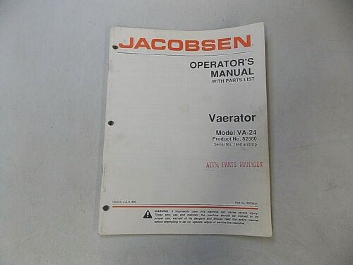 1995 JACOBSEN VAERATOR VA-24 AERIFIER LAWN MOWER OPERATOR’S & PARTS MANUAL