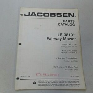 1996 JACOBSEN LF 3810 FAIRWAY REEL LAWN MOWER PARTS MANUAL 26″ REELS