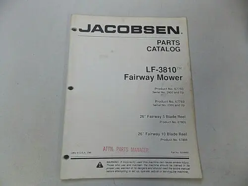 1996 JACOBSEN LF 3810 FAIRWAY REEL LAWN MOWER PARTS MANUAL 26